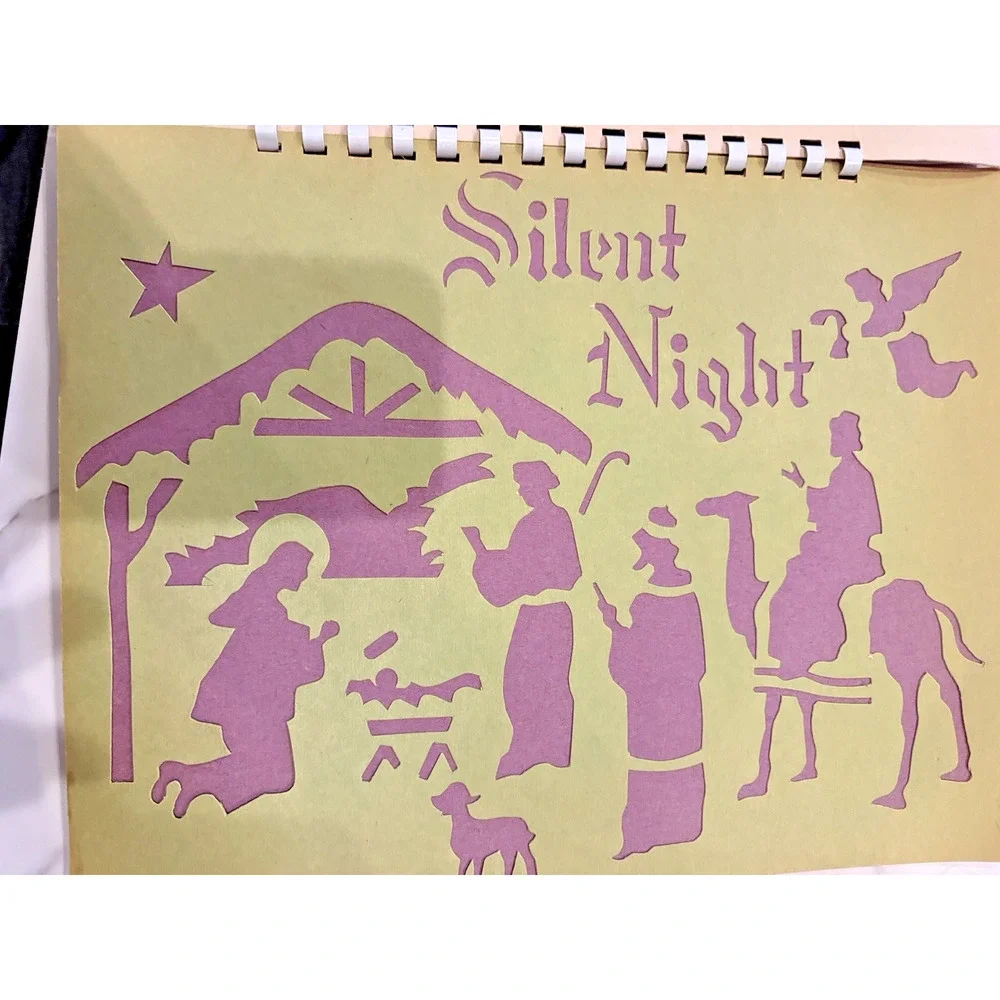 Vintage 1960s Window Flock.Christmas Stencils for Windows Spray Stencil UNUSED